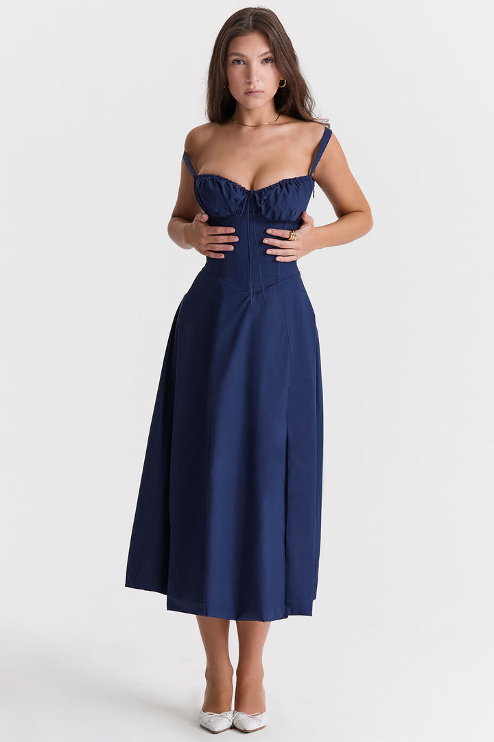 Navy blue bustier dress