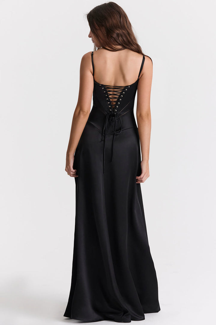 Black lace back maxi dress