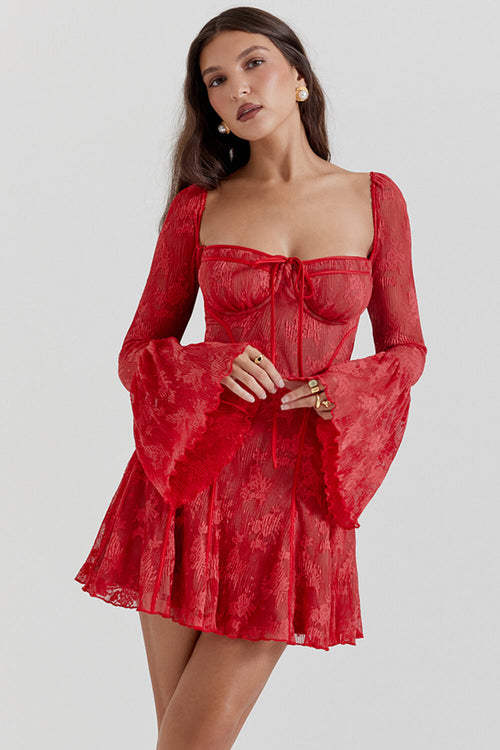 Red lace corset dress